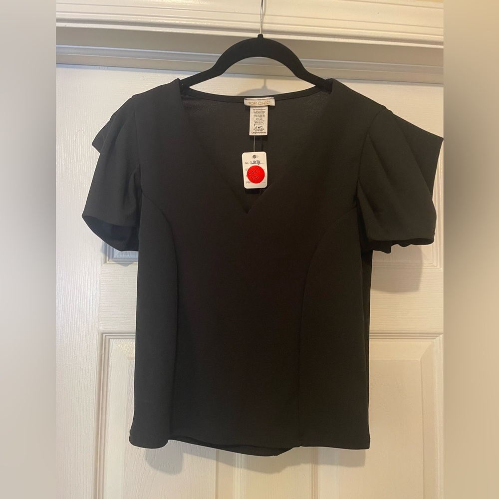 Black Ruffled Sleeve Top